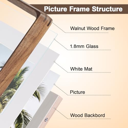 11x14 Picture Frames Walnut Solid Wood with Real Glass - size: 11×14