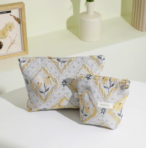 getgto 2 Pcs Makeup Bags, Large Cosmetic Bag Travel Toiletry Bag - color: Boho style