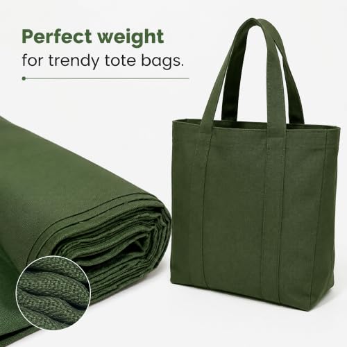 Wildarms 100% Cotton Canvas Fabric by The Yard - 59" Wide 12oz Medium-Heavy Duck Canvas for Sewing DIY, Tote Bags, Upholstery & Embroidery (Army Green, 5 Yard pre Cut) - color: Army Green, size: 5 yard pre cut