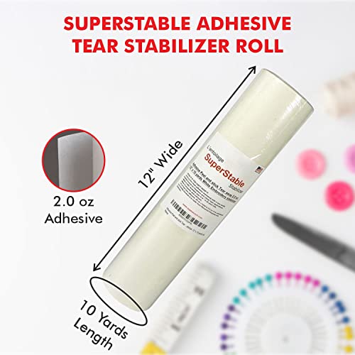 Superpunch Adhesive Peel and Stick Tear Away Stabilizer, 12 in x 10 yd - size: 12" x 10 yards roll