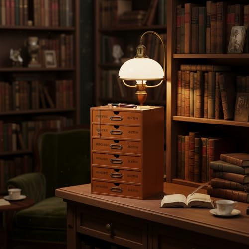 Wesiti Wooden Desk Organizer, 6 Drawers, Vintage Makeup Cabinet, Brown - color: Brown, size: 6 Drawers