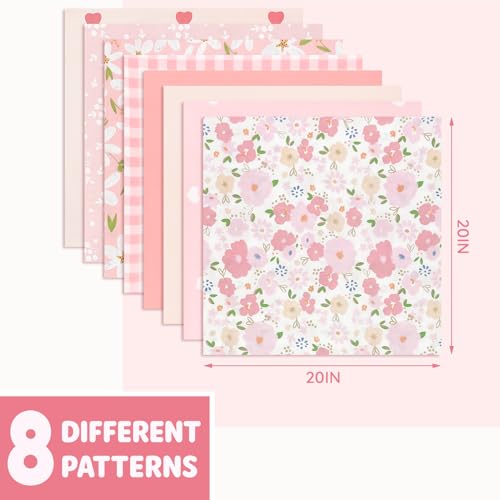 Aubliss 8pcs Fat Quarter Fabric Bundles (100% Cotton - 20'' x 20'') - color: Sweet Pink