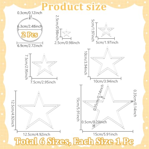 NBEADS 6Pcs Acrylic Quilting Templates Set with Hinged Rings, Cutting Ruler Template Transparent Star Sewing Guides 0.98x0.98 to 5.91x5.91 for Fabric Marking and Craft Design - style: Star