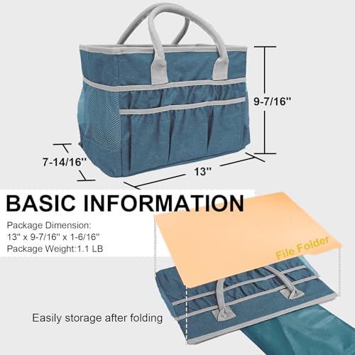 Cupohus Water-Resistant Art Organizer Tote Bag - Craft Storage Bag with Multiple Pockets and Handles for Artists, Kids, Students, and More – DarkGreen - color: DarkGreen