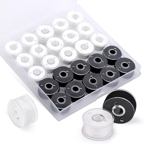 UzecPk Sewing Thread 25 Pcs Bobbins for Sewing Machine Embroidery Bobbin - color: 10 Black+15 White, size: 25 Pcs