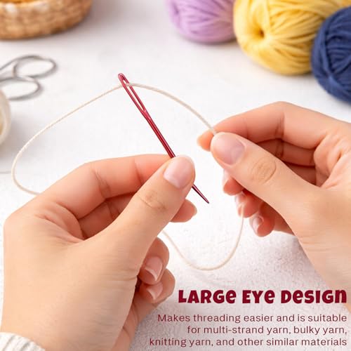 Curved Yarn Needles Set, Large-Eye Aluminum Tapestry Darning Needles for Crochet and Knitting with Storage Bottle, (Multicolor,12PCS)