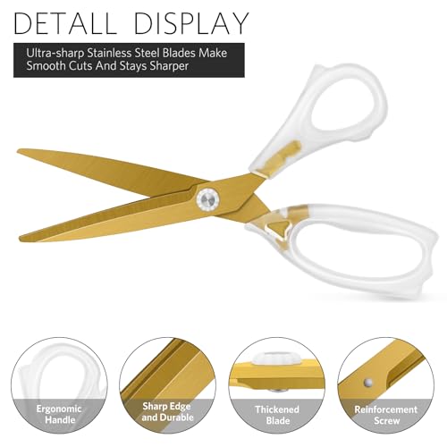Acrylic Scissors, Ultra-Sharp Titanium Coated Blades and Ergonomic Clear Handle, Clear Gold Sscissors for Office Desk, Modern Design for Craft, Sewing, Office & Home, Set of 4, Gold - size: 4-Pack(5.8'/6.5'/7.6'/8.4')