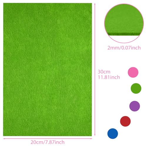 NEBURORA 20 Pcs 2mm Thick Stiff Felt Sheets for Crafts Sewing(Dark Colors) - color: Red,hot Pink,purple,green,royal Blue