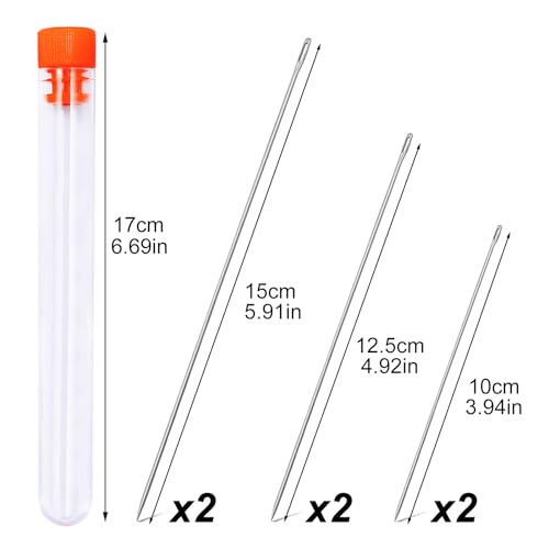 Wonvoc 3.9''/4.9''/5.9'' Long Sewing Needles, Hand Quilting Needles - size: 6 PCS