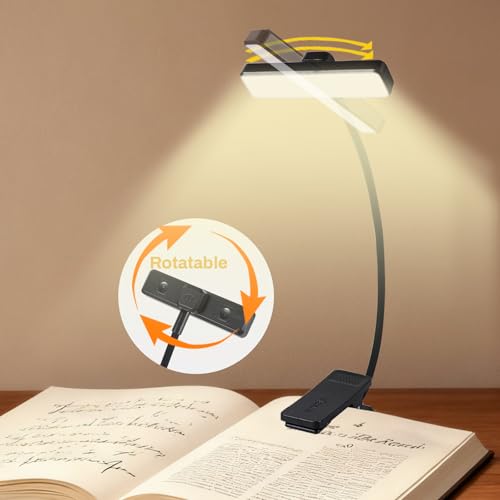 VAVOFO 24 LEDs Rotatable Book Light, Rechargeable Clip Reading Lamp, Black - color: Black