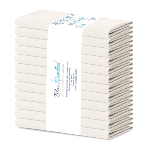 Blue Needles Solid Cloth Napkins 100% Cotton Set of 12-18 x 18 Inches - color: Cream, size: 18" x 18" (Set of 12)
