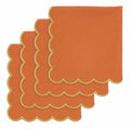 PurpleEssences Scalloped Cloth Napkins 18x18 in - Orange Edge Golden Yellow - color: Orange(edges- Golden Yellow)