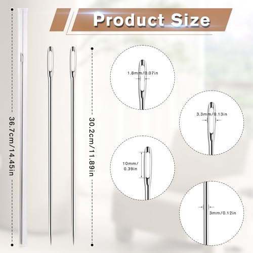 Jupean Professional Upholstery Needles 12" Long Needle Large Needle - size: 12 in