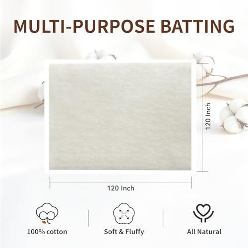 100% Natural Cotton Batting for Quilting 120-Inch x 120-Inch - color: 120x120 Inch