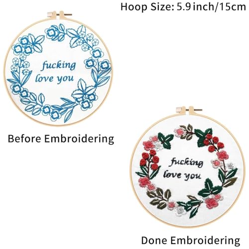 Louise Maelys 3 Pack Embroidery Kit for Beginners, Funny Quote Art - color: Kit-4