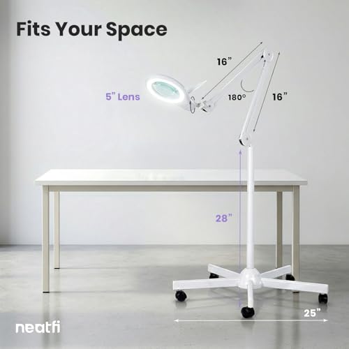 Neatfi LED Bifocal Magnifying Floor Lamp, 1200 Lumens, 5D + 20D (White) - color: White, size: 5 Inches