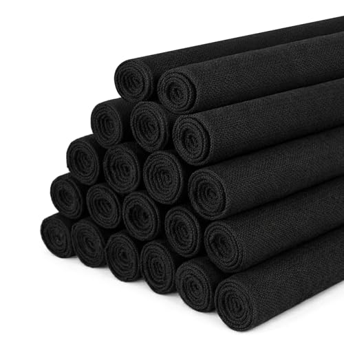 20 PCS 5.9 × 5.9 Inch Linen Embroidery Fabric, Pre-Cut Black Fabric - color: Black, size: 5.9×5.9 Inch