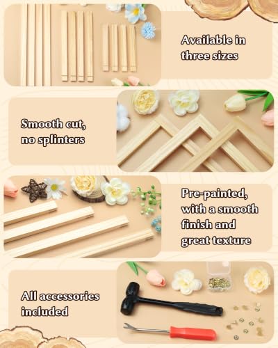 FIVEIZERO 12Pcs Stretcher Bars for Needlework, 3 Sizes Stretcher Bars