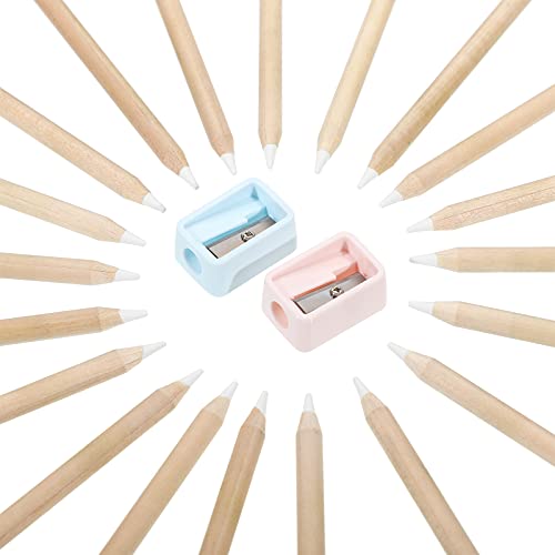 Tenare 20 Pieces White Chalk Pencils with Sharpener and Storage Tube