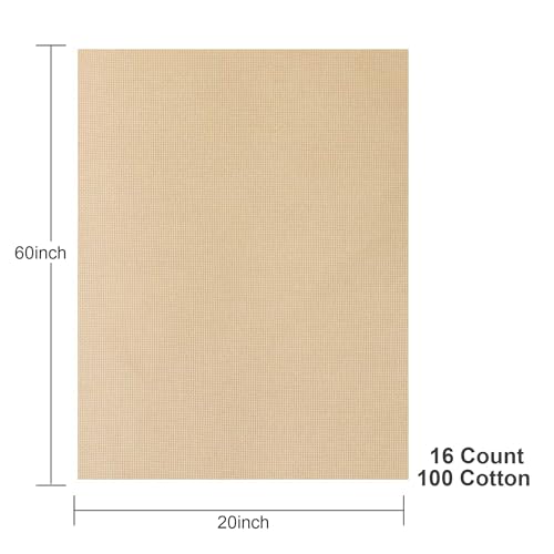 Aida Cloth 16 Count Cross Stitch Fabric,20×60inch (16CT,Khaki) - color: Khaki, size: 16CT