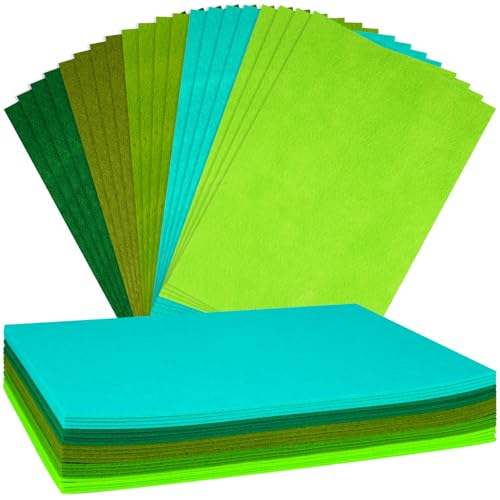 NEBURORA 20 Pcs 2mm Thick Stiff Felt Sheets for Crafts Sewing(Green Series) - color: Green