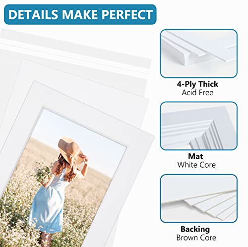 Somime 10 Pack White Picture Mat Set,16x20 Precut Mat for 11x14 Photos - size: white 10pc sets 16x20