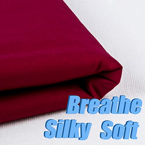 2 Yard Burgundy Cotton Fabric, Natural Cotton Poplin Fabric by The Yard, 59 Inches Wide 100% Cotton Fabric, Soft Embroidery Muslin Quilting Material for Sewing Material Apparel Cloth - color: Burgundy, size: 2 Yards