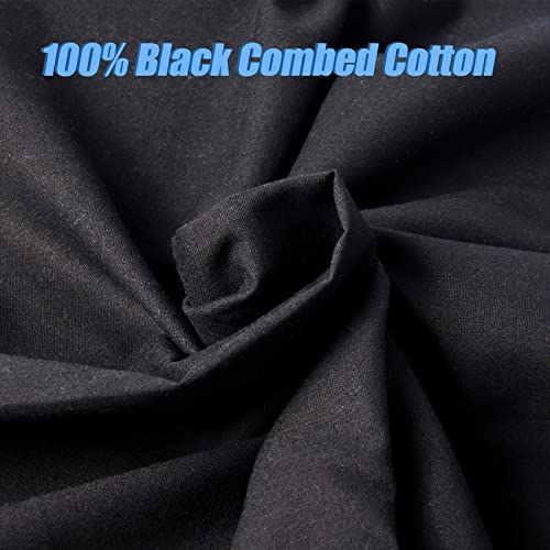 2 Yard Black Cotton Fabric,Natural Cotton Poplin Fabric by The Yard, 59 Inches Wide 100% Cotton Fabric,Soft Embroidery Muslin Quilting Material for Sewing Material Apparel Cloth - color: Black, size: 2 Yards