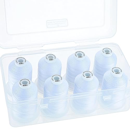 New brothread 100% Mercerized Cotton Threads with Box -8xWhite - color: 8 X White