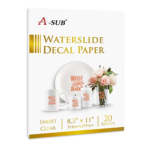 A-SUB Waterslide Decal Paper for Inkjet Printer, Clear 20 Sheets