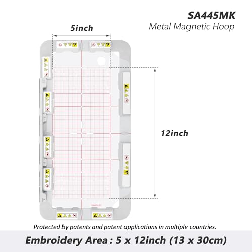 Sew Tech Magnetic Embroidery Hoop for Brother, 5x12in 130x300mm Bar SA445 - color: 5x12" - SA445MK