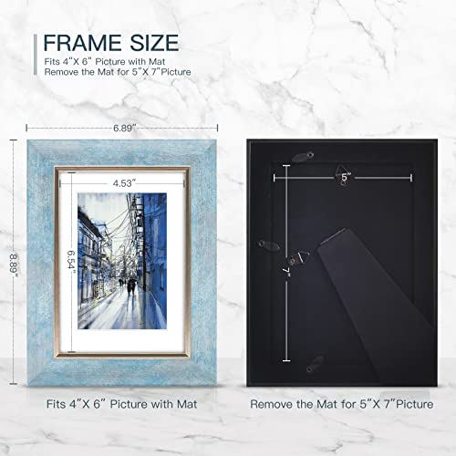 XUANLUO 5x7 Picture Frames Set of 4,Rustic Retro Photo Frame(Blue) - color: Blue-4pcs, size: 5 x 7 inch