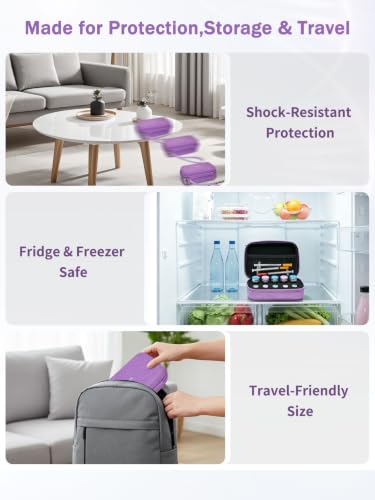 10 Slots 10ml and 3ml Peptide Case, Insulin and BAC Water Vial Holder, Peptide Storage Case for Fridge and Travel, Diabetic Supplies (Purple, Case Only) - size: 10ml & 3ml