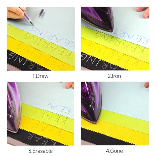 KEARING 4 Colors Heat Erasable Fabric Pens - Dual Removal Sewing Markers