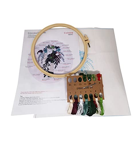 3 Sets Embroidery Starter Kit with Pattern and Instructions,Cross Stitch Beginner Kits with Frame,3 Plastic Embroidery Hoops,3 Embroidery Clothes and Color Threads (3 X Flower Pattern) - color: 3 X flower pattern