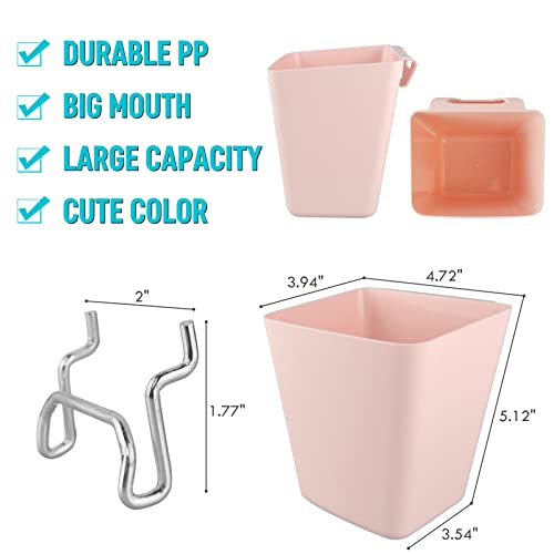 Large Pegboard Cups, 6Pack Peg Board Square Storage Bins With Hooks (Pink) - color: Pink