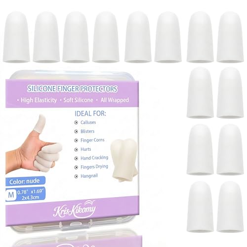 14pcs Gel Finger Protectors Finger Cots Silicone Fingertips Protection - color: White