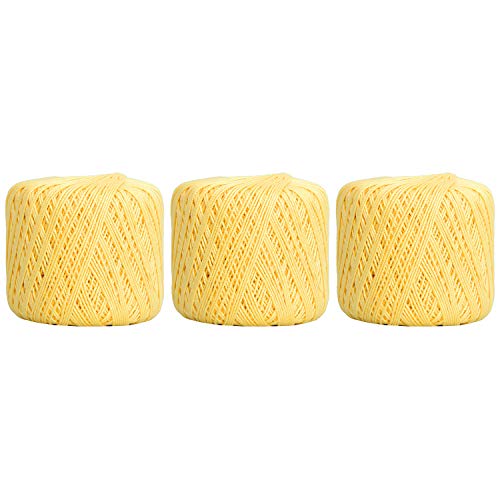 ThreadArt 100% Cotton Crochet Thread Size 3, 3 Ball Pack, Lemonade 6 - color: LEMONADE, size: SIZE 3 - 3 PACK