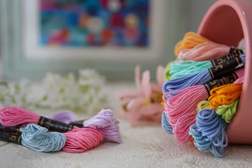 Pack of 12 Popular Colours Premium Embroidery Thread | 100% Egyptian Cotton Premium Skeins | Cross Stitch Embroidery Floss | Oeko TEX Certified| (12, Spring Macaron) - color: Spring Macaron