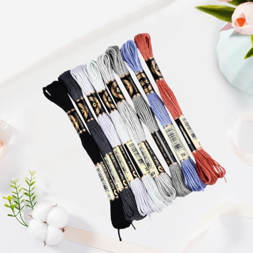 8 Skeins 6 Strands Colorful Embroidery Floss Variegated Cross Stitch Thread Polyester Gradient Friendship Bracelet String Yarn Threads Bulk for Sewing Jewelry Craft Crochet Cloth Bracelets - color: Light Gray, size: 70 Yards