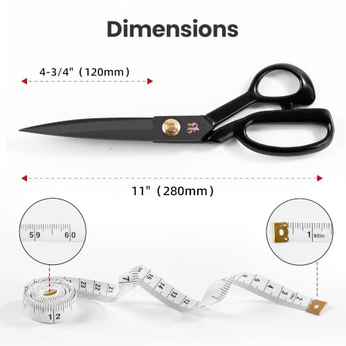 11" High Carbon Steel Tailor Scissors & 60" Tape - size: 11 inch