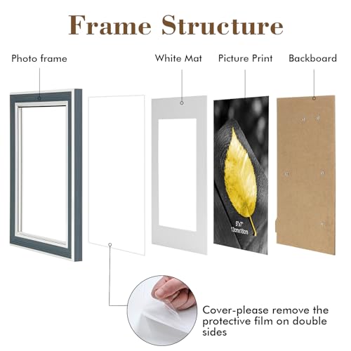 Daofary 8x10 Picture Frame Set of 6, Rustic Farmhouse Photo Frame, Display 5x7 with Mat or 8x10 Without Mat for Decorative on Wall Hanging and Tabletop Placement - size: 8 x 10