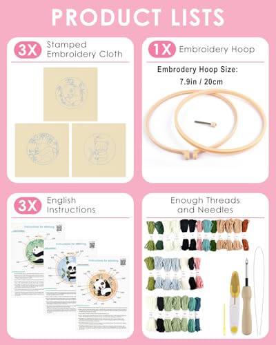 TINDTOP Punch Needle Kits, Panda Punch Embroidery Kits for Adults - color: Cute Panda