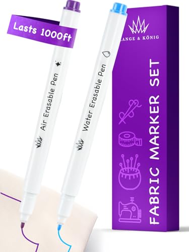 Lange & König Air & Water Erasable Fabric Markers for Sewing Products - Sewing Supplies Quilting Supplies Sewing Accessories Sewing Gifts Quilting Gifts Embroidery Supplies, Tailors Chalk Alternative - color: Air & Water Erasable Fabric Markers