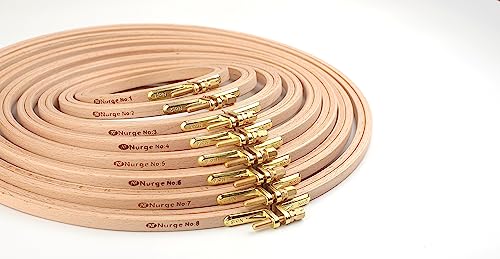 Nurge Premium Quality Beech Wood Embroidery Hoop, Cross Stitch Hoop with Gold Plated Adjustable Brass Screw for DIY Projects Ideal for Crafters,Beginners & Professionals - 5.12" Diameter & 0.31" Thick - size: 5.12" / 130mm Dia