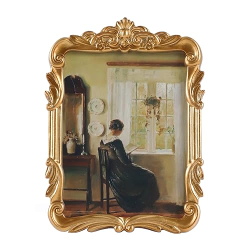 Vintage Picure Frames 5x7 Antique Victorian Gold Bronze Picture Frames for Tabletop and Wall Mount Ornate Retro Home Decor Gallery Wall Art (5x7 inch) - color: Golden Bronze, size: 5x7