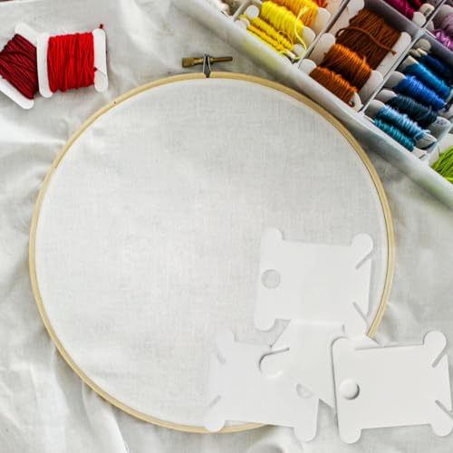 300 Pcs Plastic Embroidery Thread Cards, White Plastic Floss Bobbins