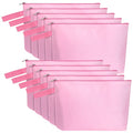 10 Pieces Cotton Canvas Makeup Bag with Bottom and Strap, Multi-Purpose Cosmetic Bag with Zipper Travel Toiletry Pouch, Blank DIY Craft Bag (Pink, L) - color: Pink, size: L