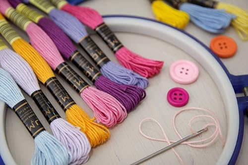 Pack of 12 Popular Colours Premium Embroidery Thread | 100% Egyptian Cotton Premium Skeins | Cross Stitch Embroidery Floss | Oeko TEX Certified| (12, Candy Bloom) - color: Candy Bloom