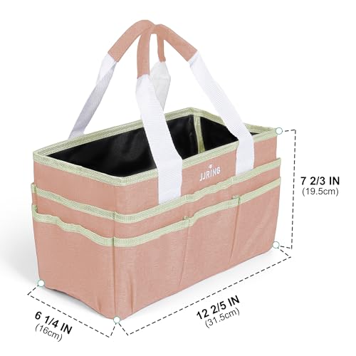 JJRING Craft Organizer Tote Bag Art Storage Caddy Bluish Beige - color: Beige, size: Small